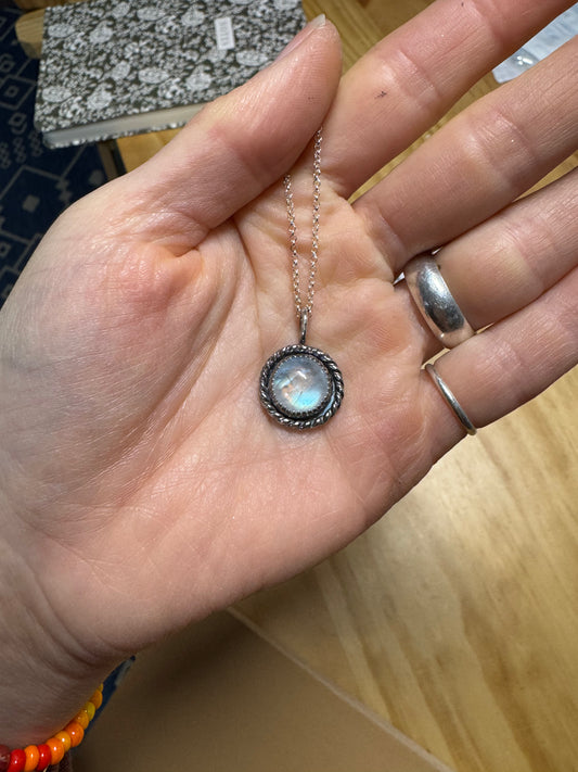 Blue Moonstone Dainty Drop Necklace