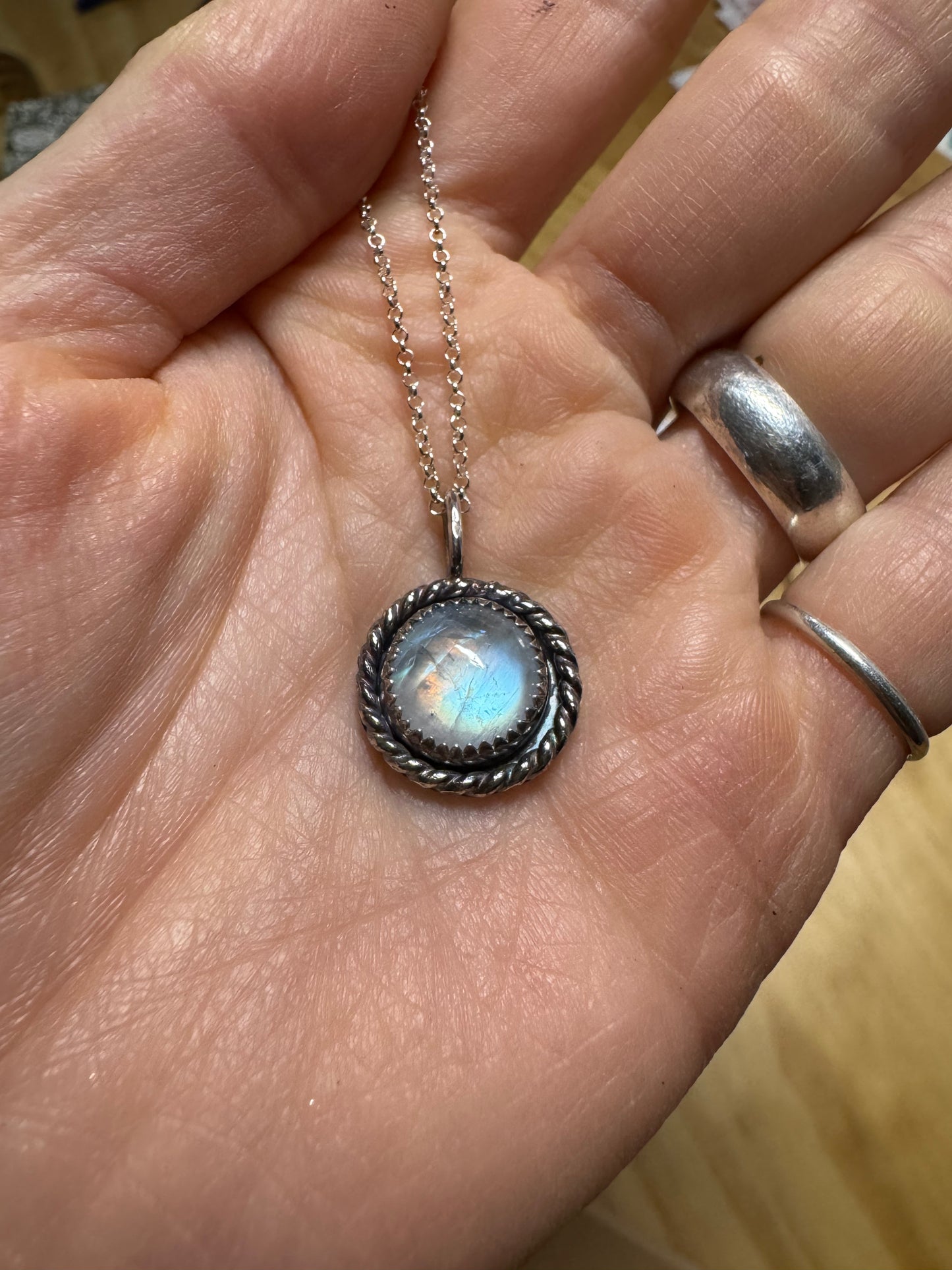 Blue Moonstone Dainty Drop Necklace