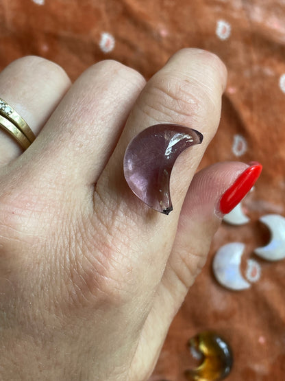 Amethyst Crescent Moon Ring- Made to order