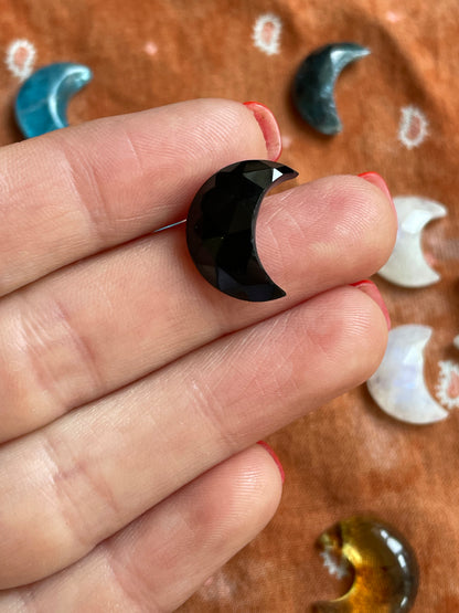 Onyx Crescent Moon Ring- Made to order