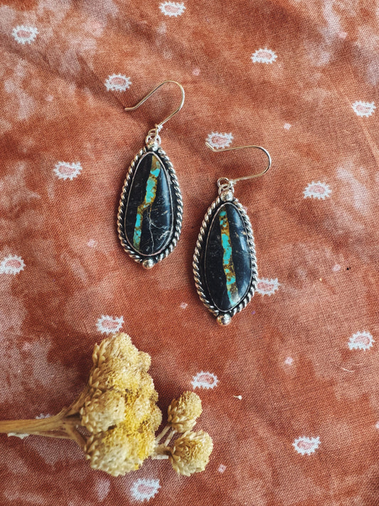 Black Jack Turquoise Statement Earrings