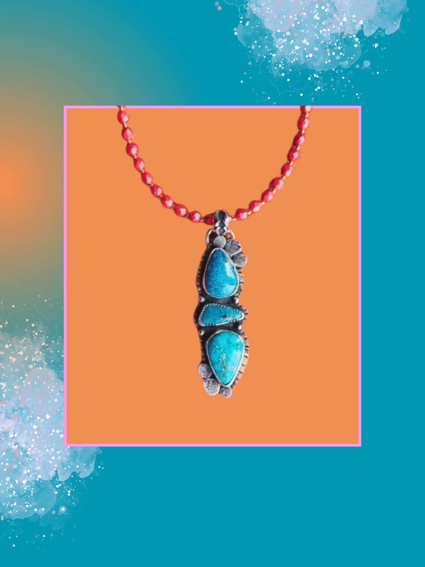 Triple Blue Turquoise Pendant and Bronze