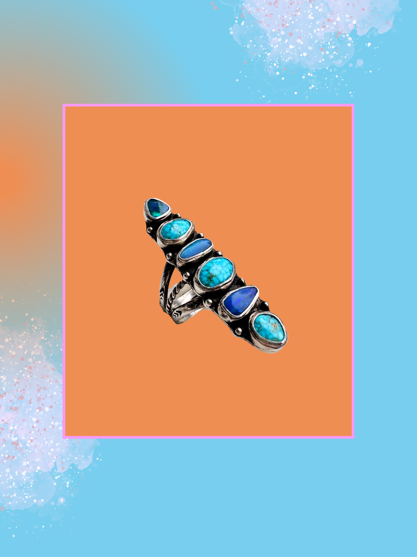 6 Stone Statement Ring - Size 7 1/2