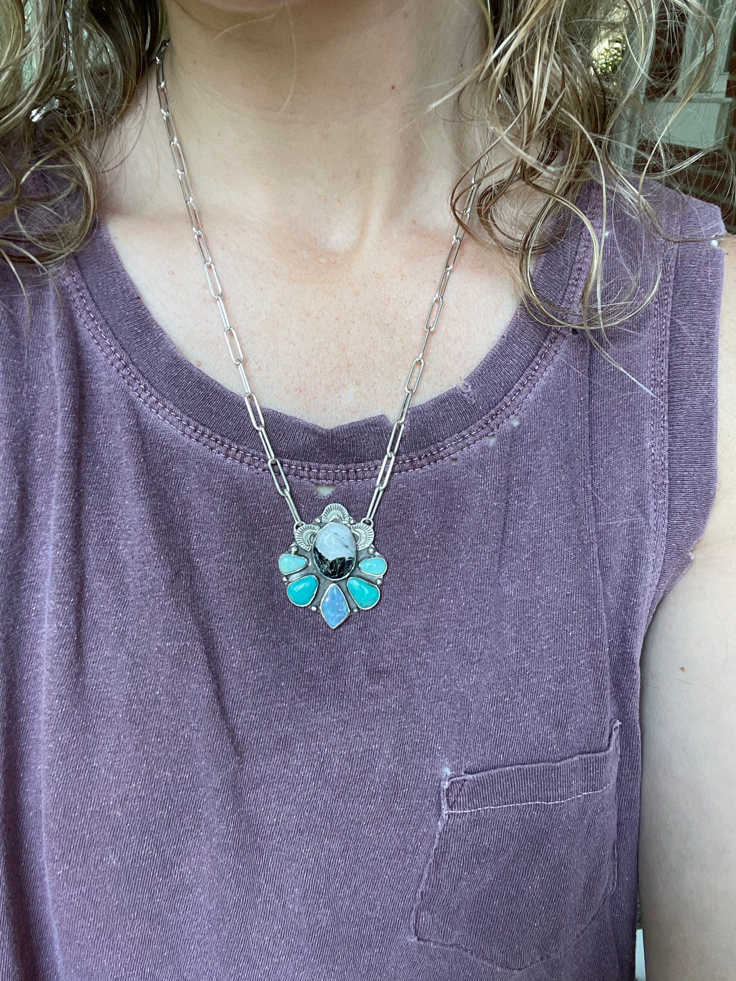 Turquoise and Opal "Rae Lakes" Pendant