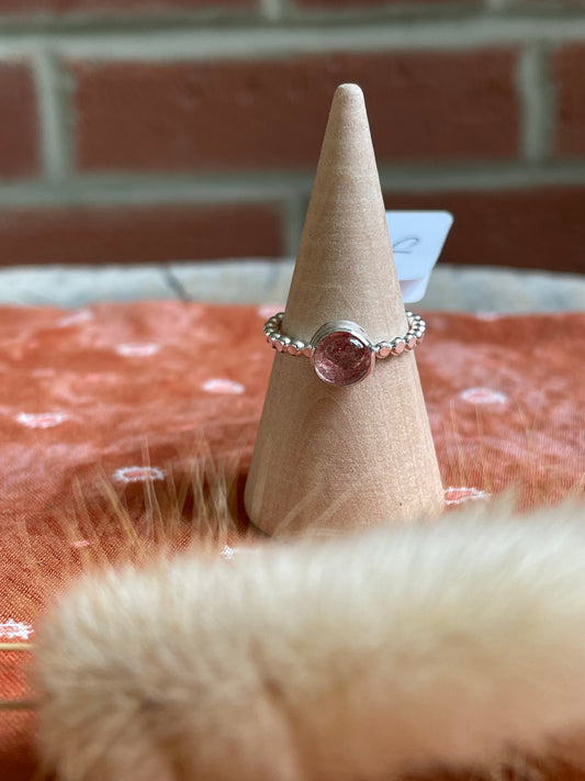 Strawberry Quartz Ring with sterling silver - Size 5