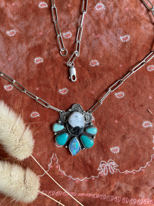 Turquoise and Opal "Rae Lakes" Pendant