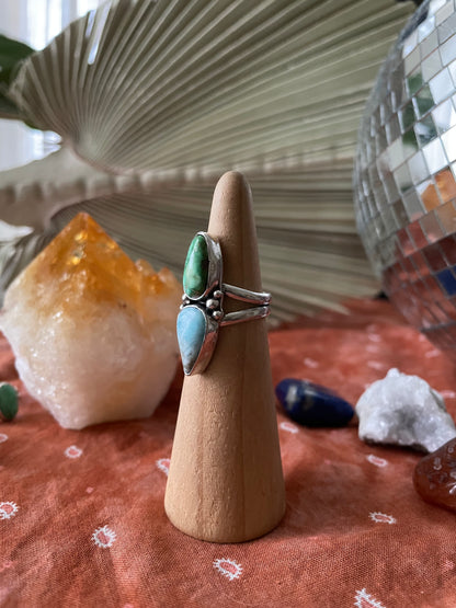 Larimar and Turquoise Ring - size 5 3/4