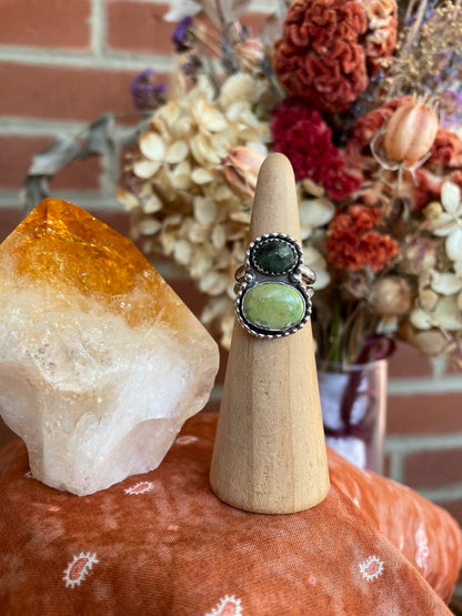 Emerald + Sonoran Gold Turquoise Ring - Size 6