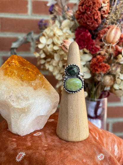 Emerald + Sonoran Gold Turquoise Ring - Size 6