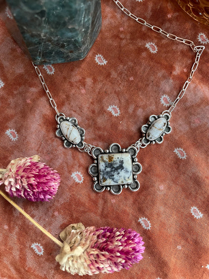 Statement Necklace in White Buffalo Turquoise
