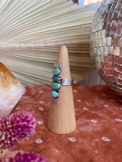 Four Stone Statement Turquoise and Opal- Size 7