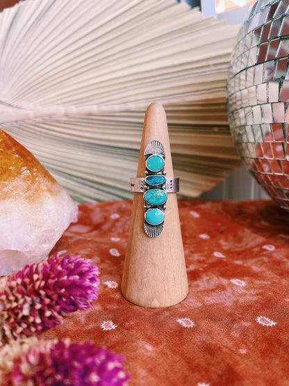 Four Stone Statement Turquoise and Opal- Size 7