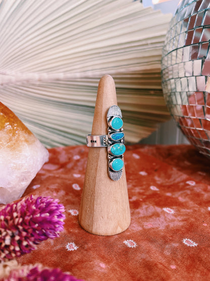 Four Stone Statement Turquoise and Opal- Size 7